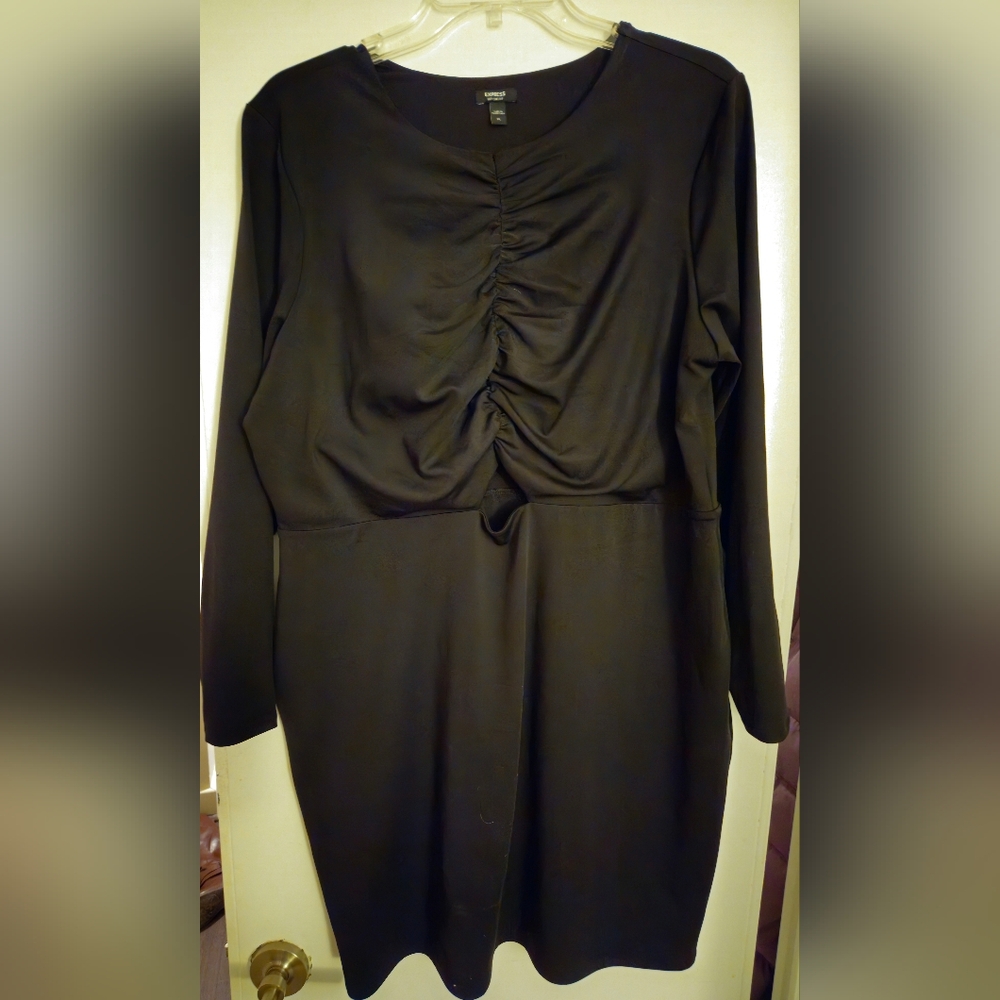 Long sleeved black mini dress